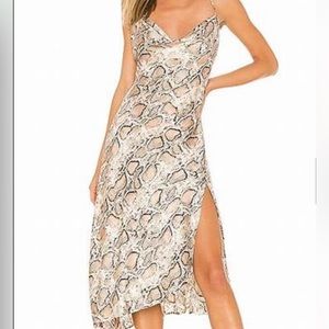 Cowl Strappy Dress in Taupe Python